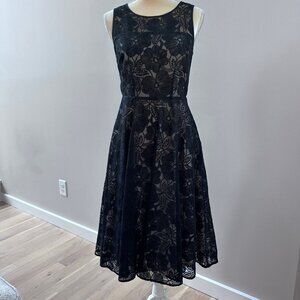Ann Taylor Black Floral Sleeveless Cocktail Dress Size 2